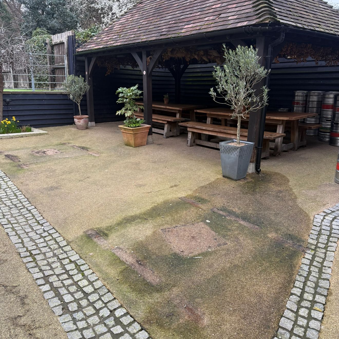 Commercial premises before professional jet washing in Hertfordshire